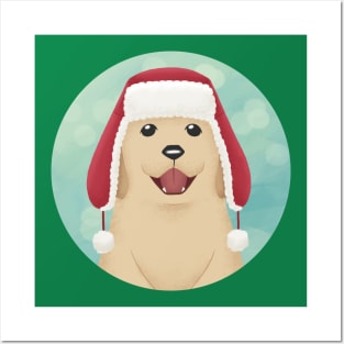 Winter Golden Retriever Posters and Art